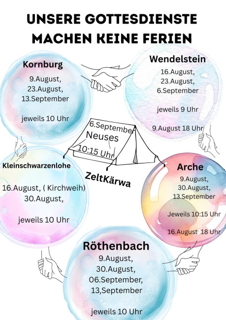 Übersicht der Gottesdienste in den Sommerferien 26