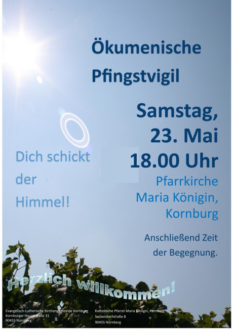 Plakat zur ökumenischen Pfingstvigil 23.05.26 in Kornburg